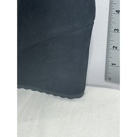 Womans Just Fab Cameron Sherpa Faux Suede Pull On Black Wedge 8.5 Boot - Picture 5 of 9
